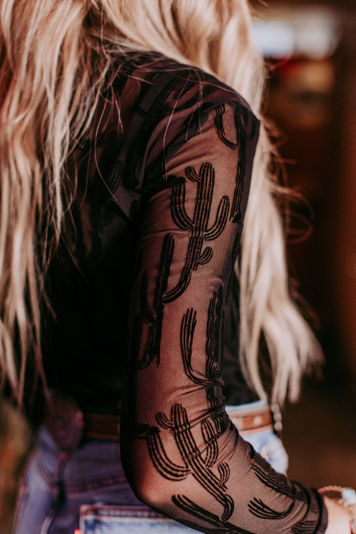 MK536 All About Cactus 3D Print Mesh Top Black