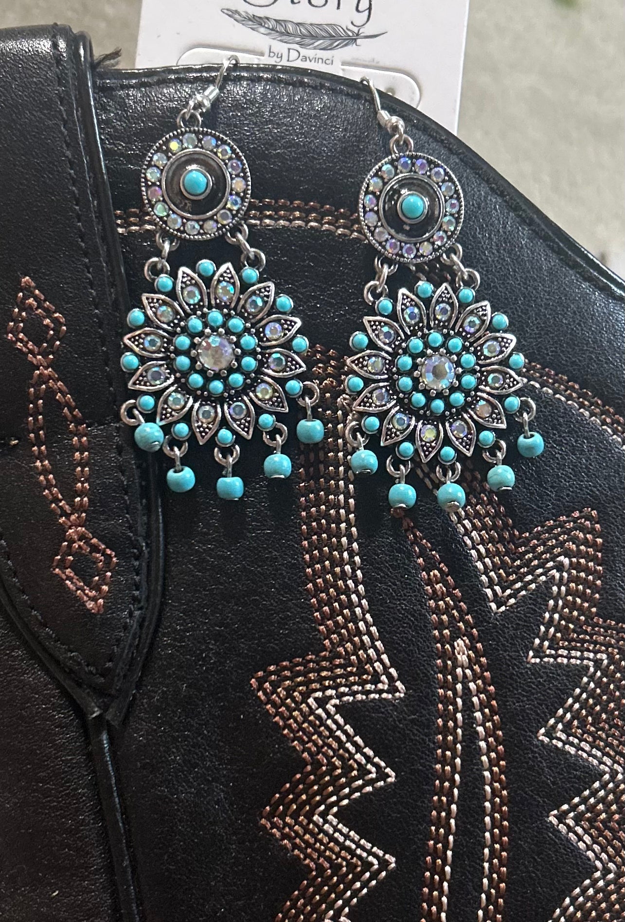 Silver and turquoise studded earrings