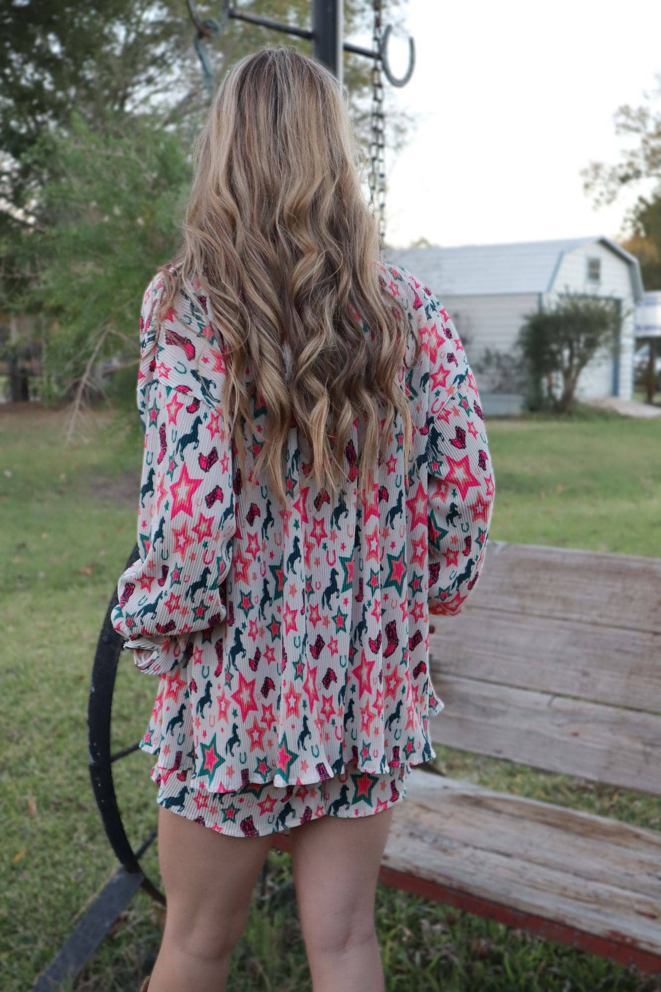 MK323 Super Star Press Pleated Short Set