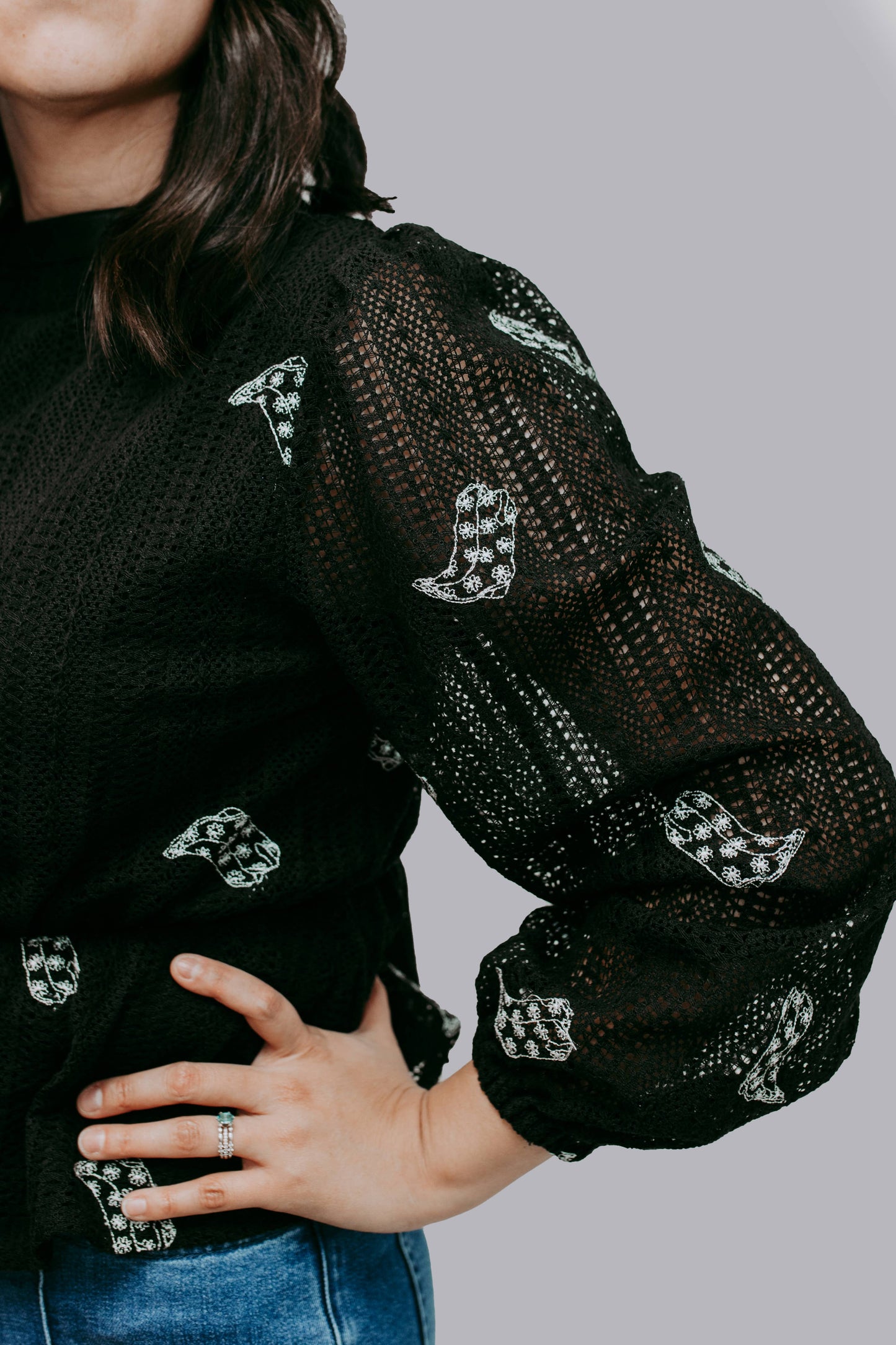 MK674 Boot Scootin' Crochet Blouse