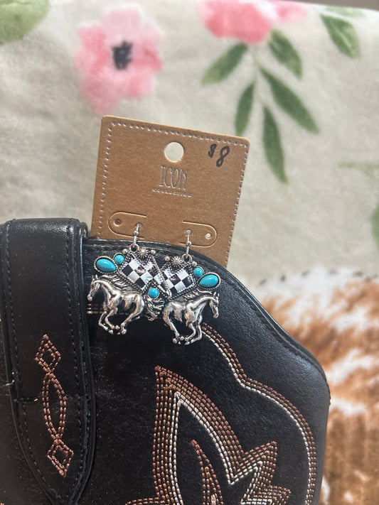 Checkered Horse earrings