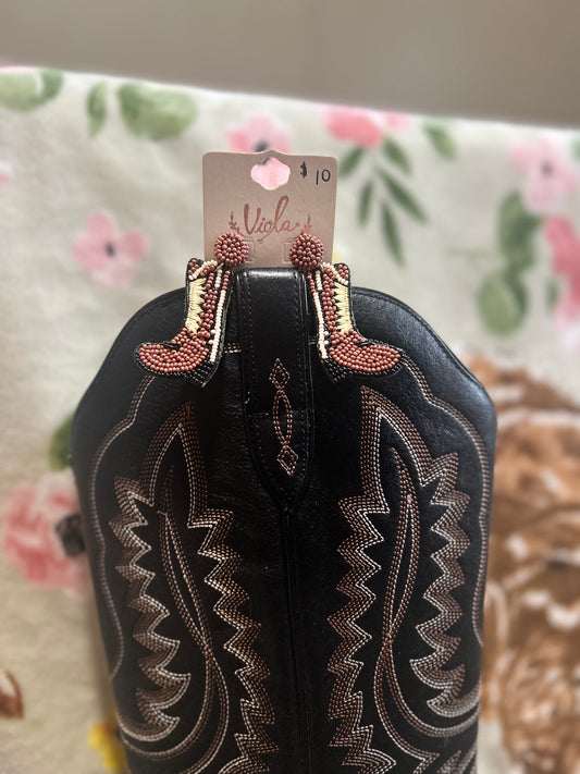 Beaded Cloth Boot Earrings