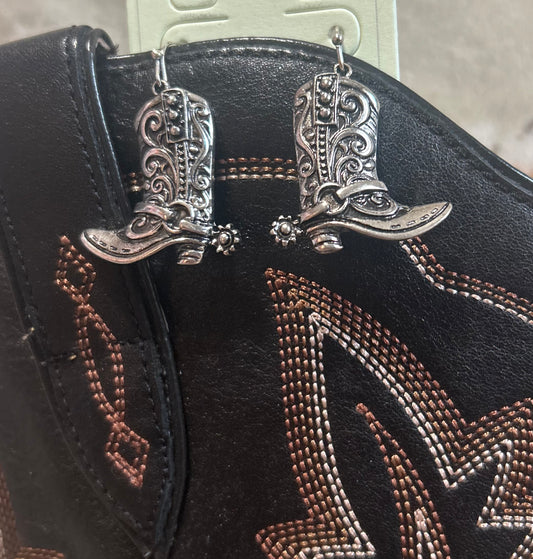 Silver Boot Earrings