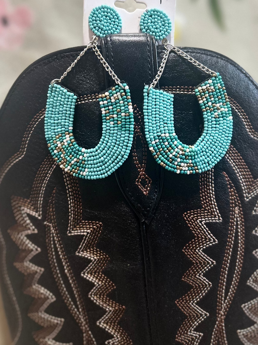 Beaded Horseshoe Earrings