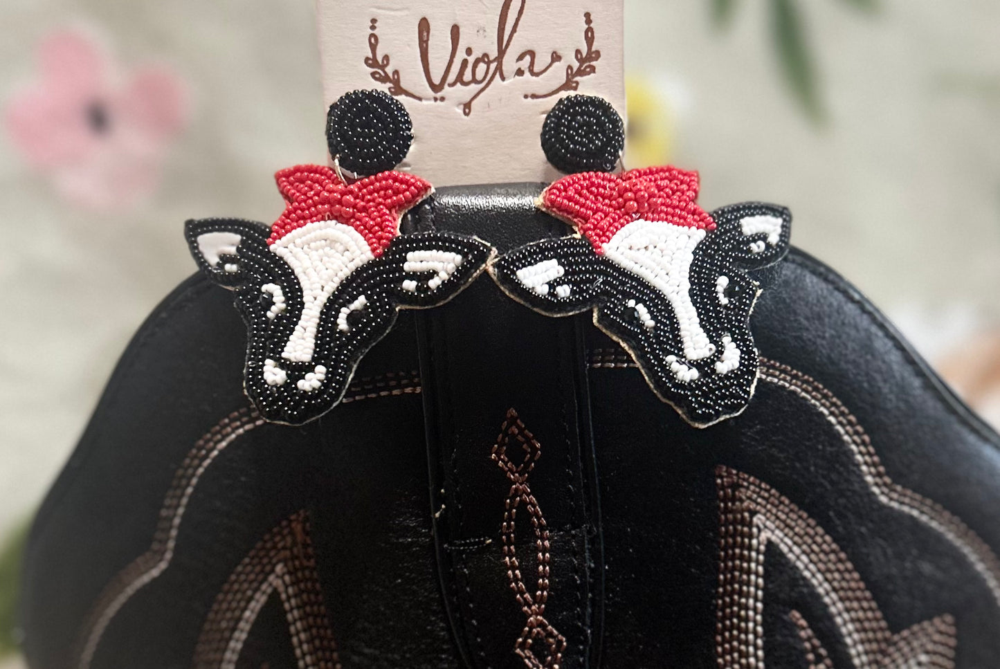 Beaded Cow Head Earrings
