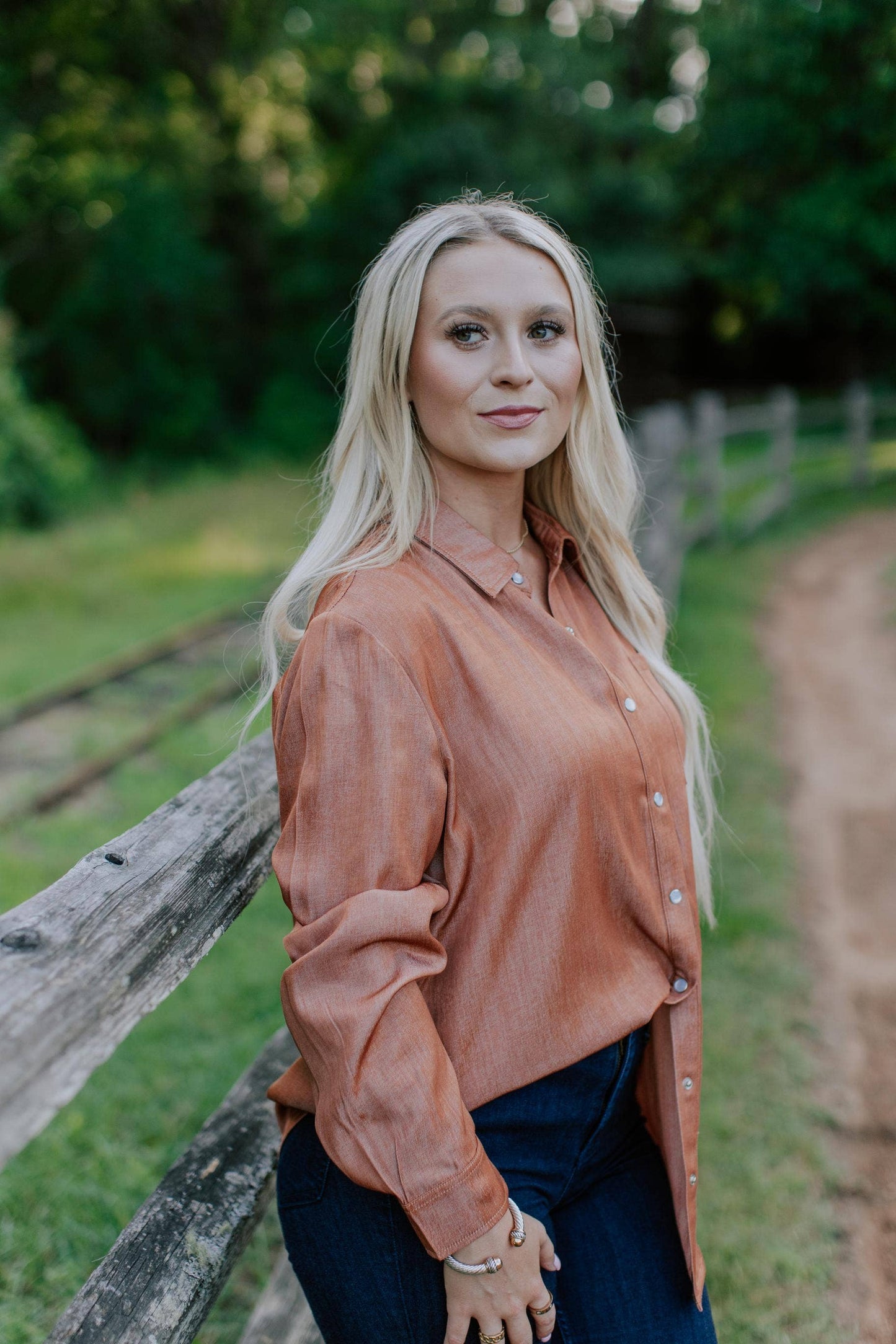 MK767 Pearl Snap Button Up Shirt